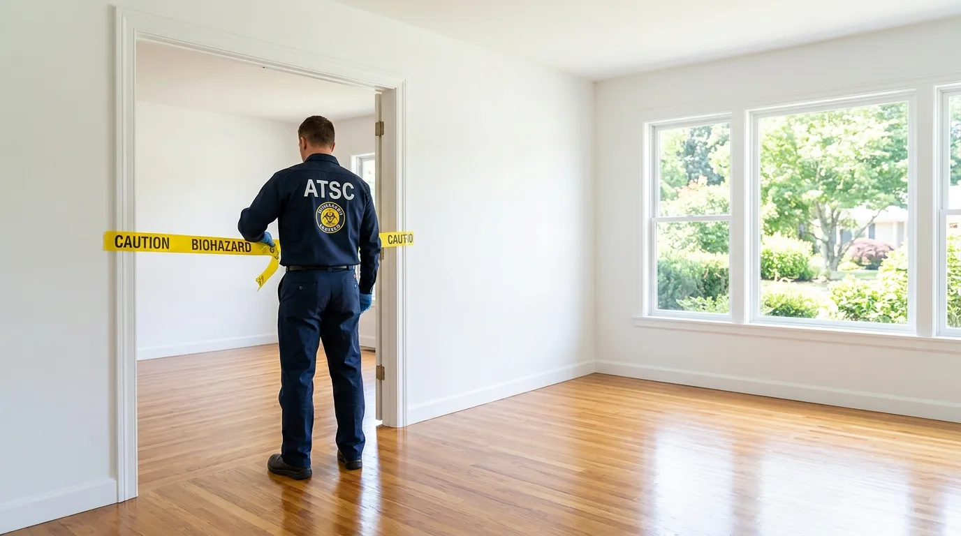 Certified biohazard cleanup crew performing Decomposition Cleanup in Essex